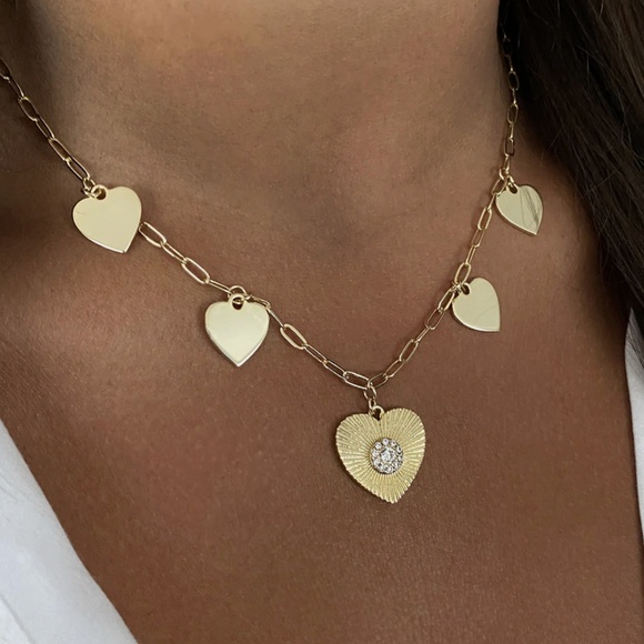 New $250 Jennifer Miller 14k gold plated heart charm necklace - Picture 1 of 6